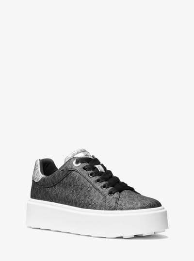 Michael Kors Outlet Romey Metallic Two-Tone Signature Logo Platform Sneaker 12