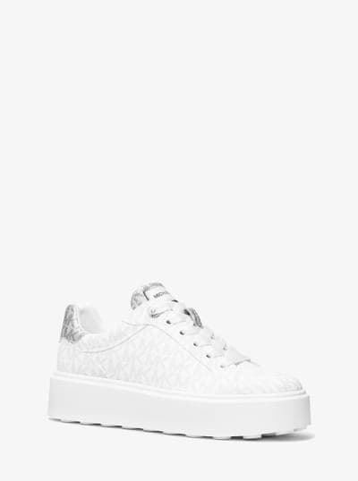 Michael Kors Outlet Romey Metallic Two-Tone Signature Logo Platform Sneaker 19