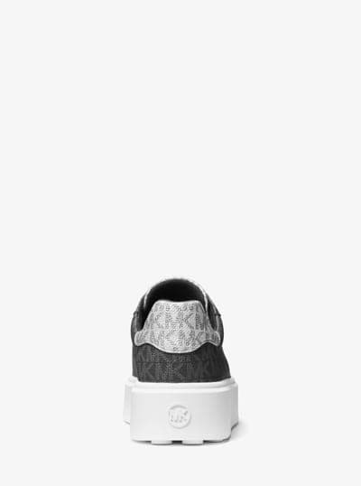 Michael Kors Outlet Romey Metallic Two-Tone Signature Logo Platform Sneaker 28