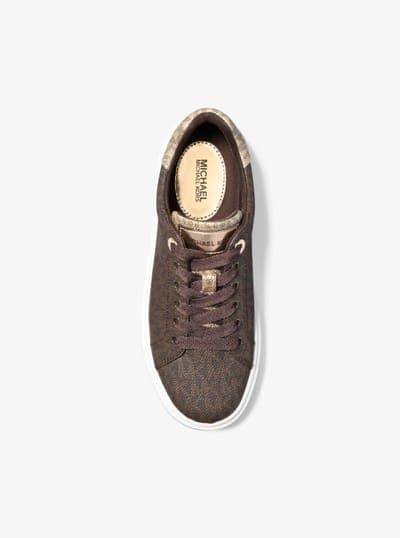 Michael Kors Outlet Romey Metallic Two-Tone Signature Logo Platform Sneaker 32