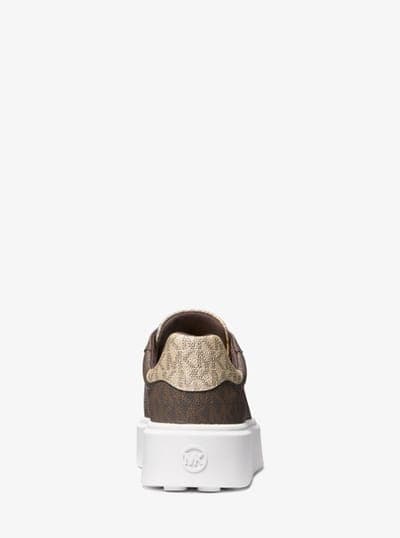 Michael Kors Outlet Romey Metallic Two-Tone Signature Logo Platform Sneaker 40