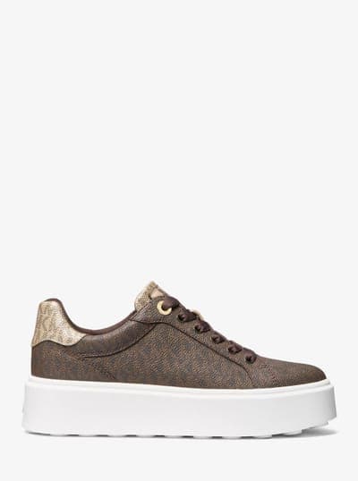 Michael Kors Outlet Romey Metallic Two-Tone Signature Logo Platform Sneaker 49