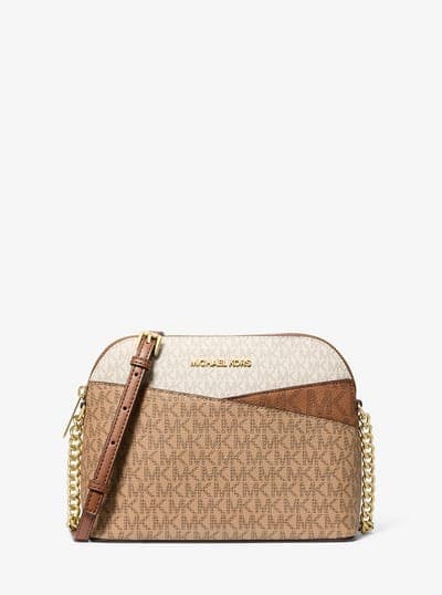Michael Kors Outlet Jet Set Travel Medium Color-Block Signature Logo Crossbody Bag 4