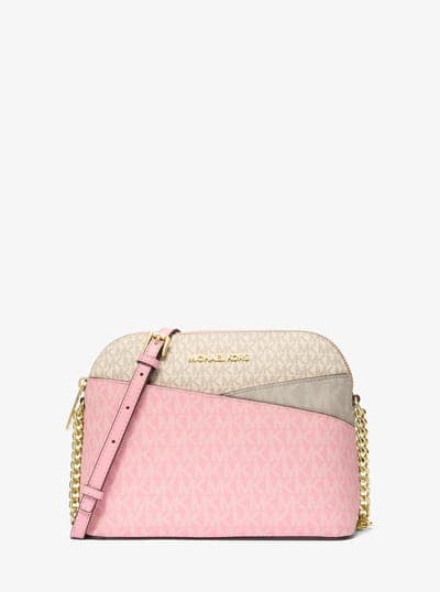 Michael Kors Outlet Jet Set Travel Medium Color-Block Signature Logo Crossbody Bag 7