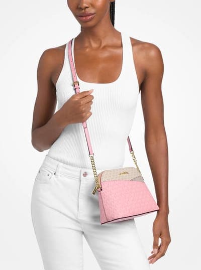 Michael Kors Outlet Jet Set Travel Medium Color-Block Signature Logo Crossbody Bag 8