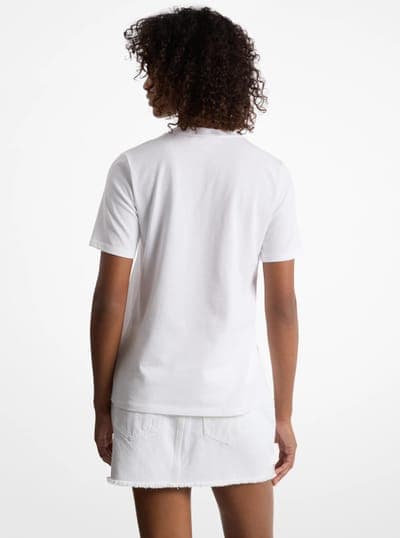 Sequined Logo Cotton T-Shirt 6