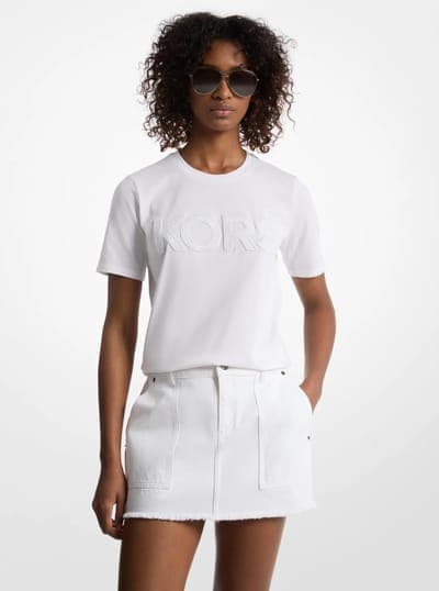 Sequined Logo Cotton T-Shirt 5