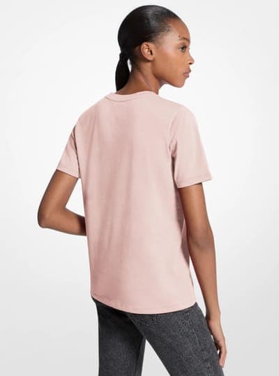 Sequined Logo Cotton T-Shirt 8