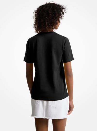 Sequined Logo Cotton T-Shirt 14