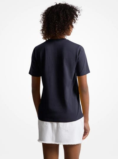 Sequined Logo Cotton T-Shirt 22