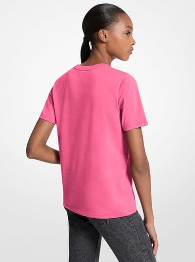 Sequined Logo Cotton T-Shirt 24