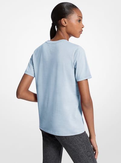 Sequined Logo Cotton T-Shirt 36