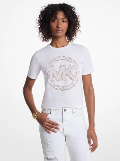 Studded Logo Charm Organic Cotton Jersey T-Shirt 1