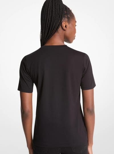 Studded Logo Charm Organic Cotton Jersey T-Shirt 6
