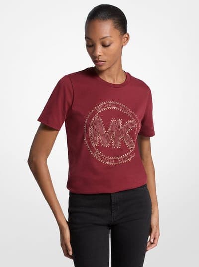 Studded Logo Charm Organic Cotton Jersey T-Shirt 7