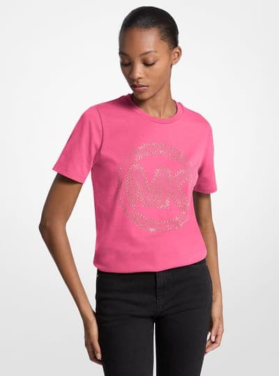 Studded Logo Charm Organic Cotton Jersey T-Shirt 11
