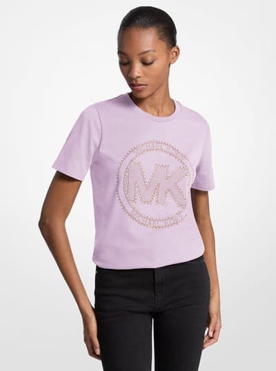 Studded Logo Charm Organic Cotton Jersey T-Shirt 13