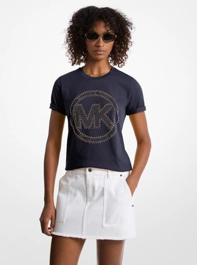 Studded Logo Charm Organic Cotton Jersey T-Shirt 18