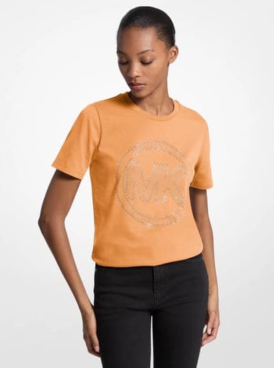 Studded Logo Charm Organic Cotton Jersey T-Shirt 19