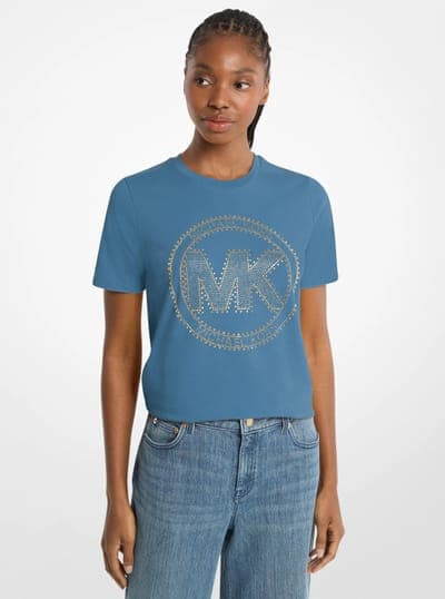 Studded Logo Charm Organic Cotton Jersey T-Shirt 40