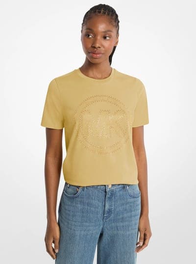 Studded Logo Charm Organic Cotton Jersey T-Shirt 43