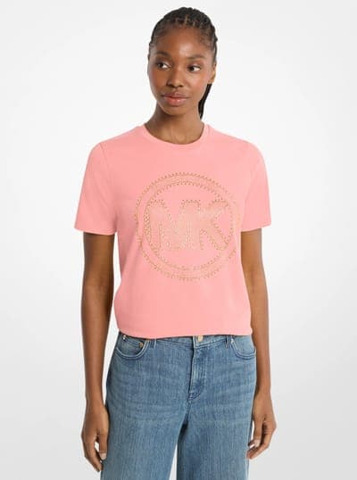 Studded Logo Charm Organic Cotton Jersey T-Shirt 45