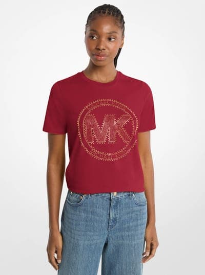 Studded Logo Charm Organic Cotton Jersey T-Shirt 44