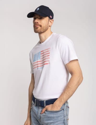 DIAGONAL STRIPES FLAG GRAPHIC T-SHIRT 1