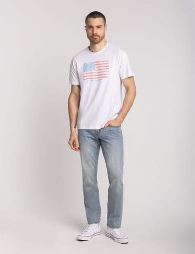 DIAGONAL STRIPES FLAG GRAPHIC T-SHIRT 2