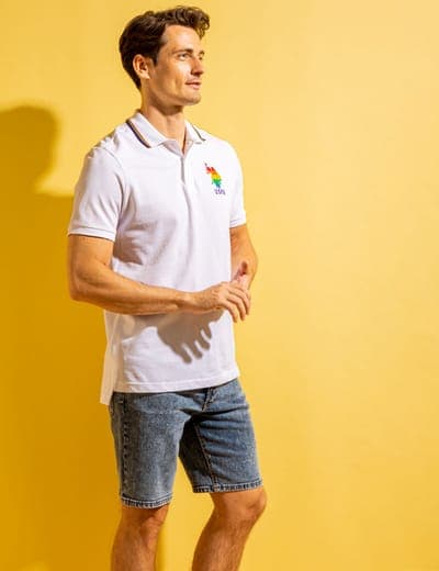 PRIDE RAINBOW TRIM PIQUE POLO SHIRT 3