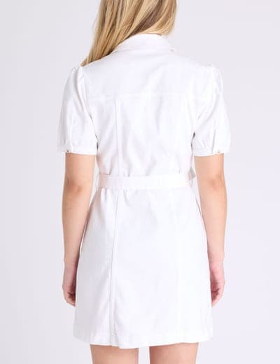 PUFF SLEEVE BELTED DENIM DRESS 7