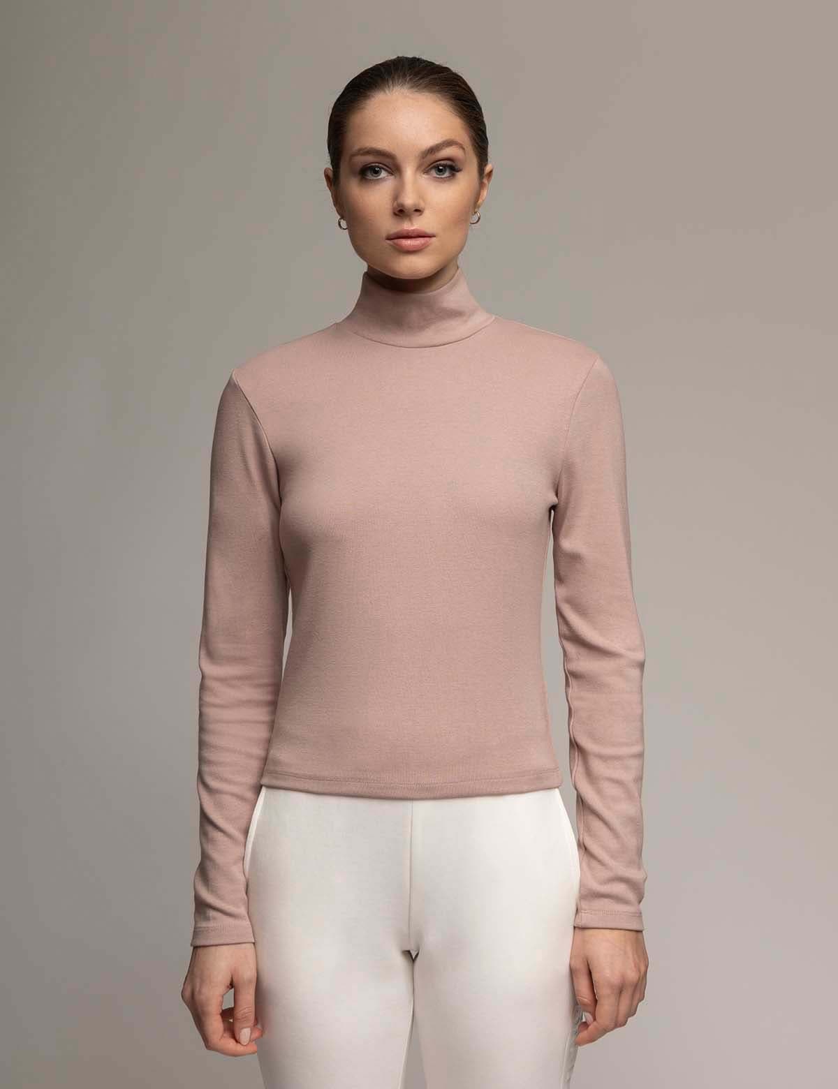 WHITE LABEL ESSENTIAL MOCK NECK RIB TOP