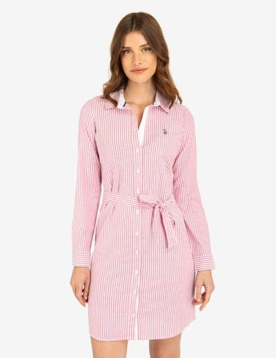 STRIPED MULTI-COLORED LOGO OXFORD DRESS 1