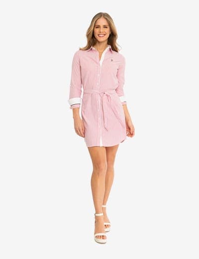 STRIPED MULTI-COLORED LOGO OXFORD DRESS 1