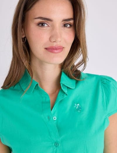 CAP SLEEVE FITTED POPLIN BLOUSE 4