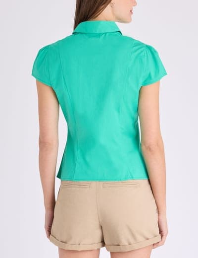 CAP SLEEVE FITTED POPLIN BLOUSE 5
