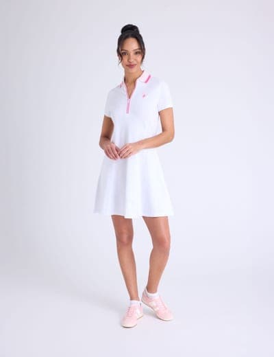 RIB KNIT COLLAR ZIPPER PLACKET SWING DRESS 2