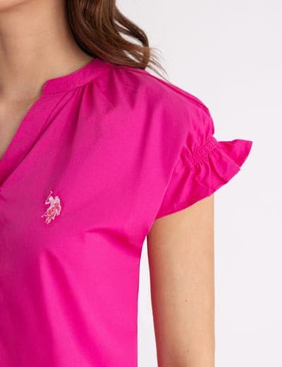 SPLIT NECK FLUTTER SLEEVE POPOVER TOP 4