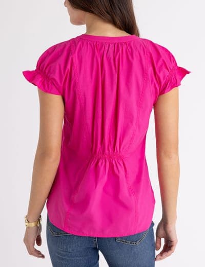 SPLIT NECK FLUTTER SLEEVE POPOVER TOP 5