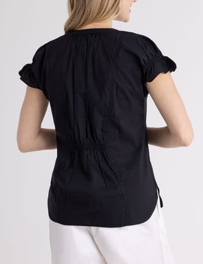 SPLIT NECK FLUTTER SLEEVE POPOVER TOP 10