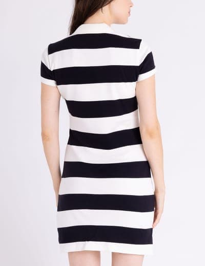Y-PLACKET RUGBY STRIPE SLIM FIT POLO DRESS 4