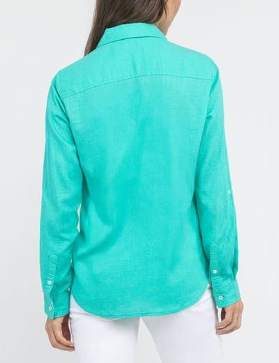 WATER FLORAL LINEN ROLL SLEEVE SHIRT 8