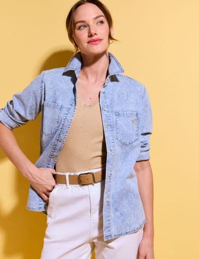 LONG SLEEVE MULTI TONAL CHAMBRAY SHIRT 1
