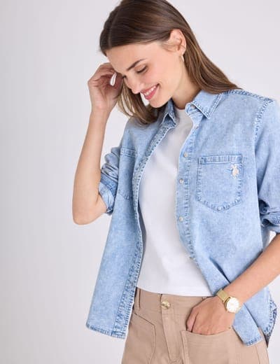 LONG SLEEVE MULTI TONAL CHAMBRAY SHIRT 4