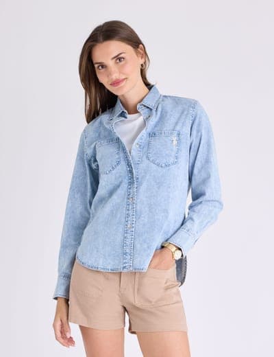 LONG SLEEVE MULTI TONAL CHAMBRAY SHIRT 6