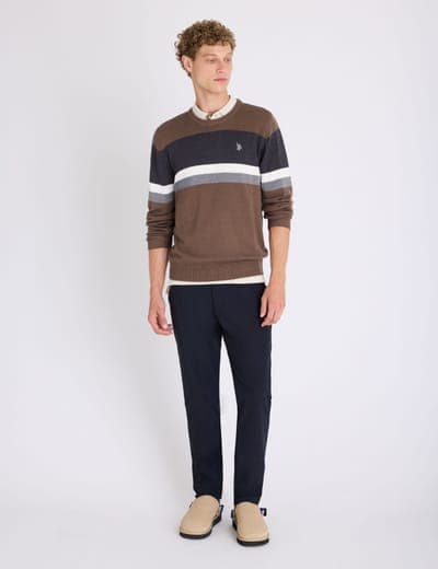 ENGINEERED CHEST STRIPE CREW NECK SWEATER 3