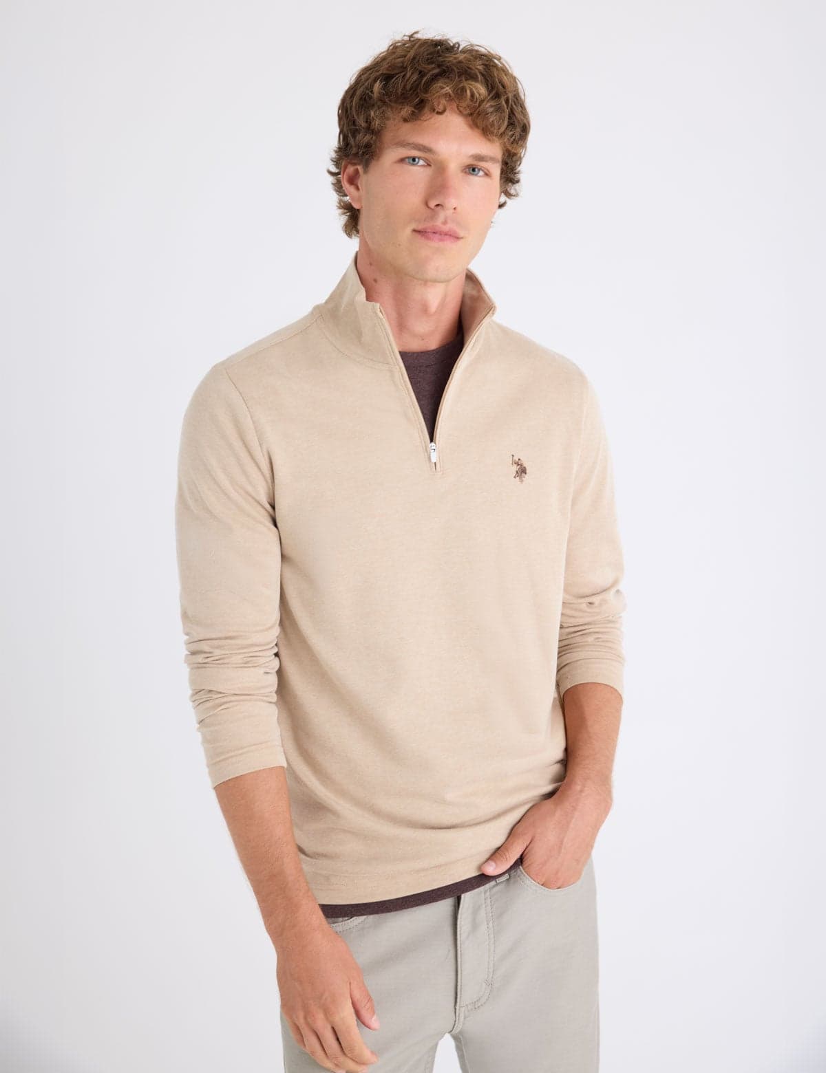 1/4 ZIP INTERLOCK PIQUE PULLOVER