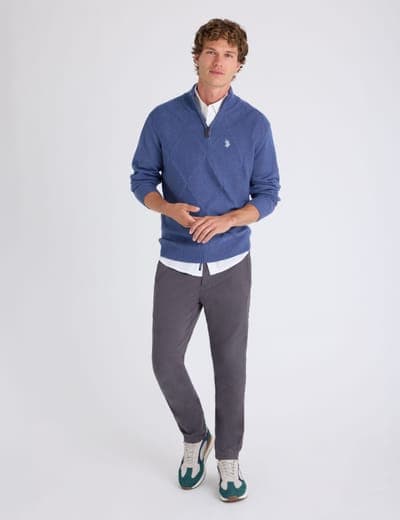 1/4 ZIP DIAMOND FRONT SWEATER 3