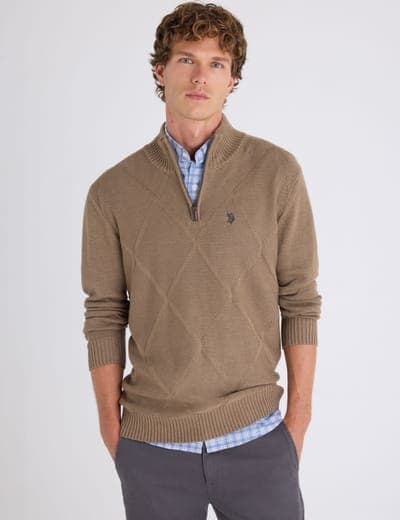 1/4 ZIP DIAMOND FRONT SWEATER 5