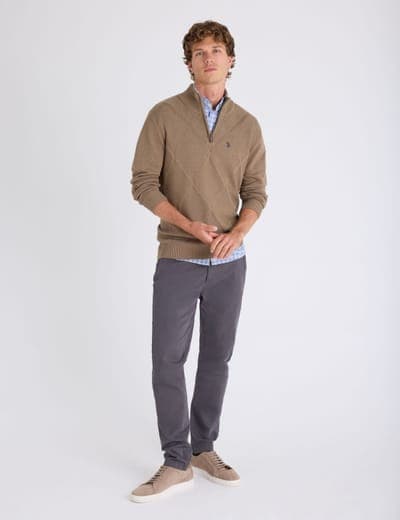 1/4 ZIP DIAMOND FRONT SWEATER 6